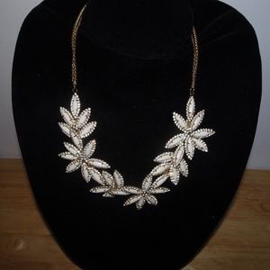 Hang Tag "T" Rhinestone Flower Statement Necklace